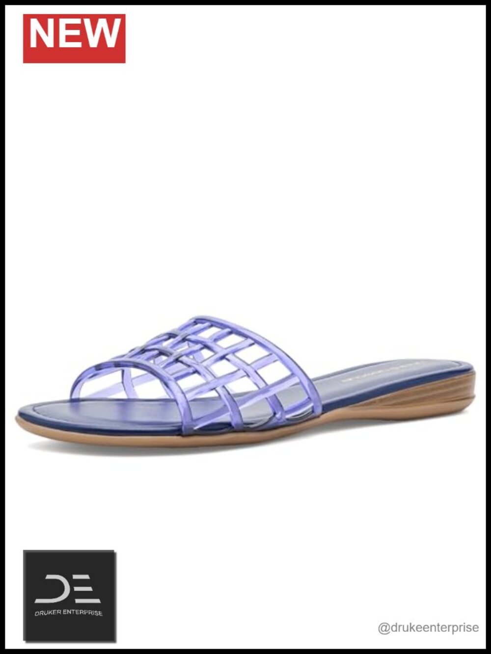 Vinyl Upper Demi Wedge Slip-On Sandals Leather Insole Almond Toe